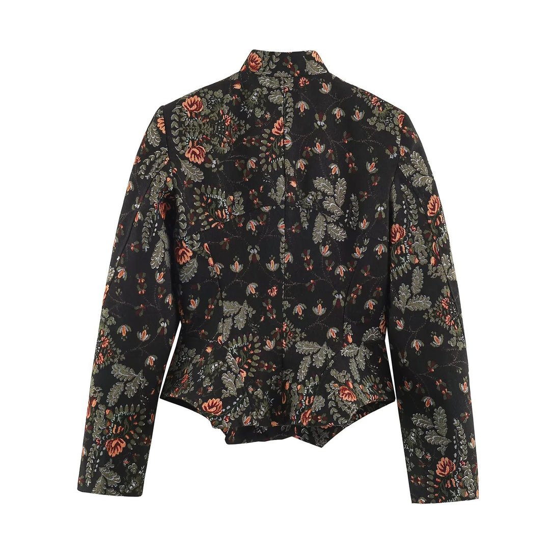 Damen Kurzblazer aus Jacquard mit Stehkragen und taillierter Cropped‑Silhouette Nord Taschen