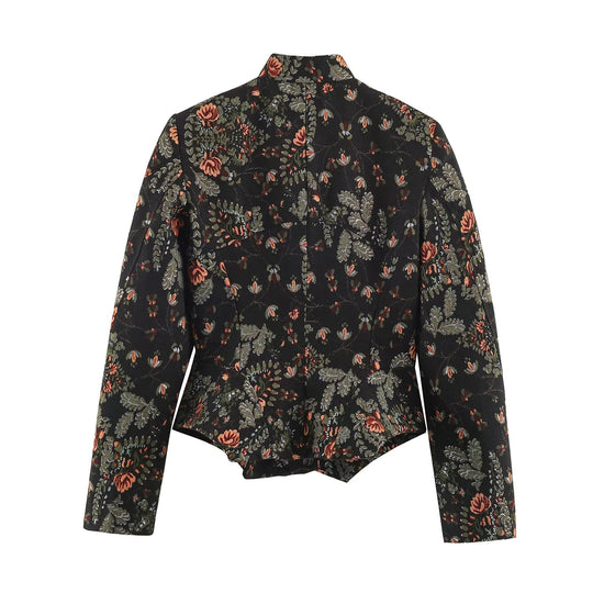 Damen Kurzblazer aus Jacquard mit Stehkragen und taillierter Cropped‑Silhouette Nord Taschen