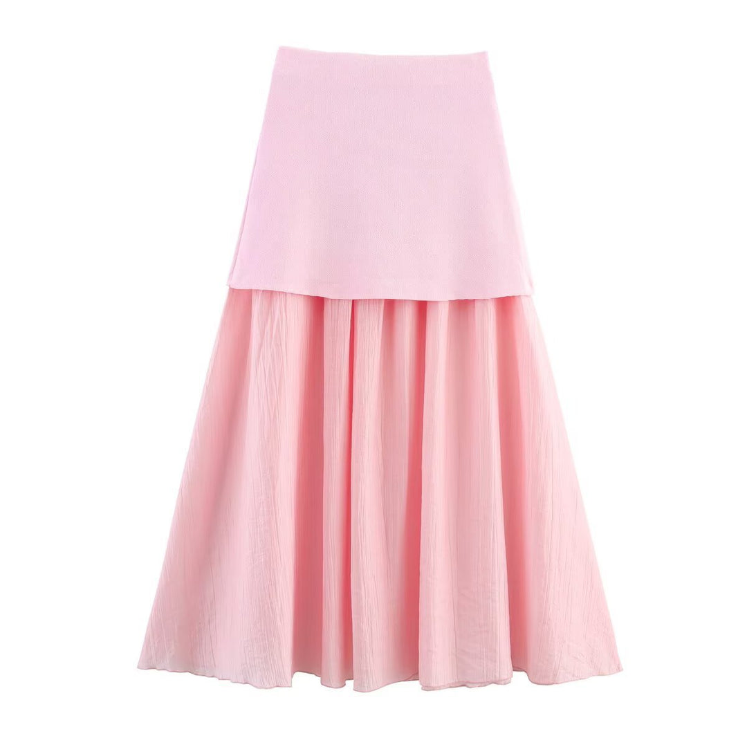 Damen Zweilagiger Chiffon-Maxirock mit glattem Hüftbesatz und A‑Linien‑Fall Nord Taschen