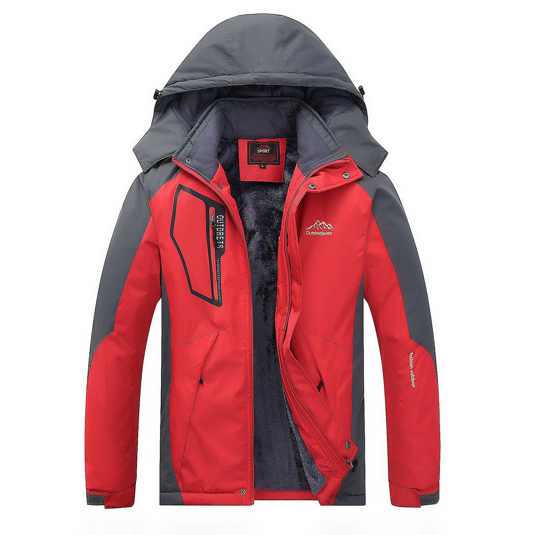 Herren wasserabweisende Outdoorjacke mit Teddyfleece-Innenlage, verstellbarer Kapuze und Multifunktions-Taschen Nord Taschen