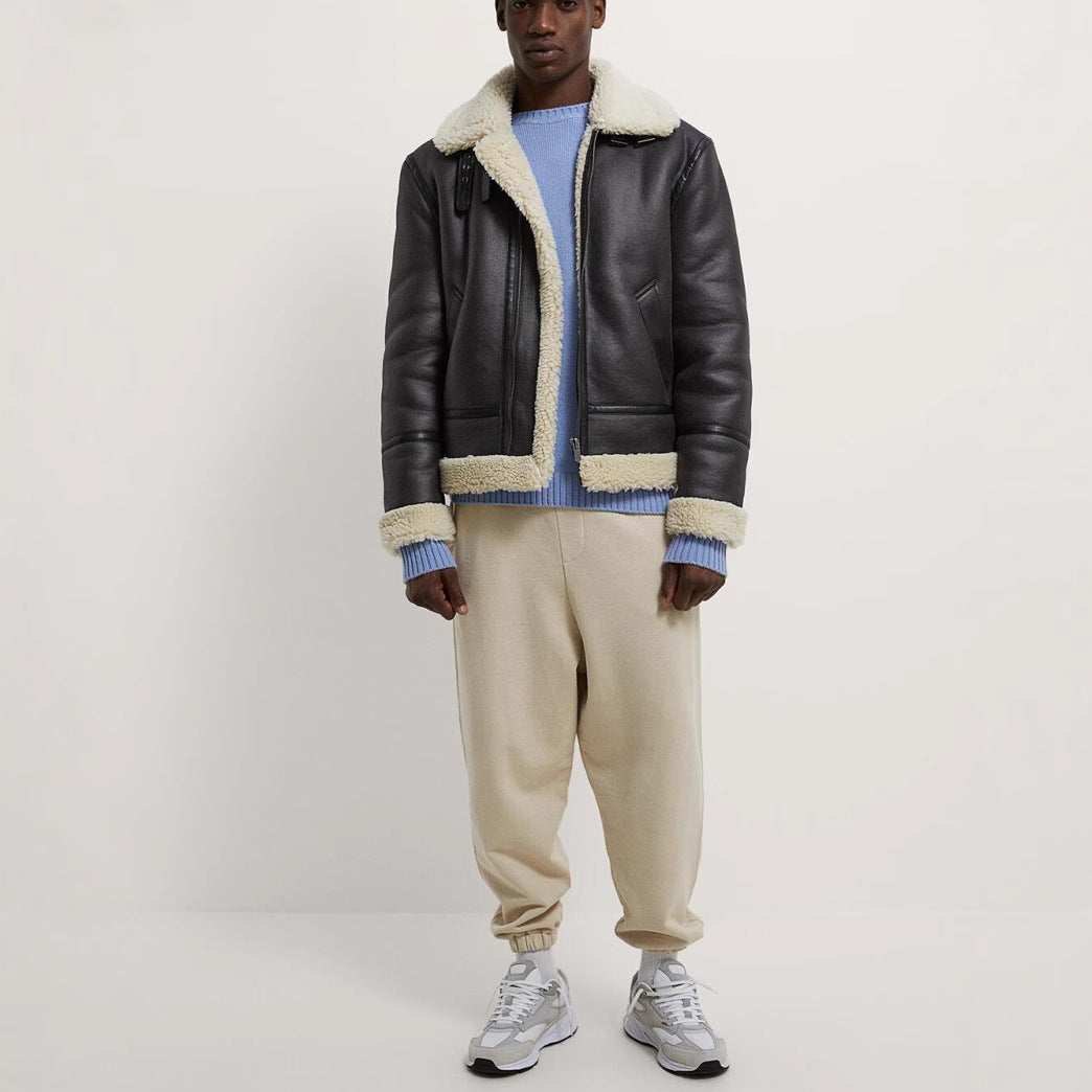 Herren Gefütterte Fliegerjacke im Aviator‑Stil mit Teddyfutter Nord Taschen