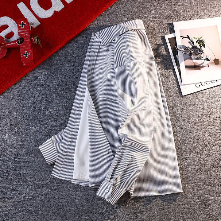 Herren gestreifte Overshirt Hemdjacke aus Baumwollmischung mit Brusttasche Nord Taschen