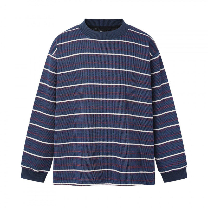 Unisex Feinstrickpullover im Boxy-Schnitt mit Rundhals und maritimen Streifen Nord Taschen