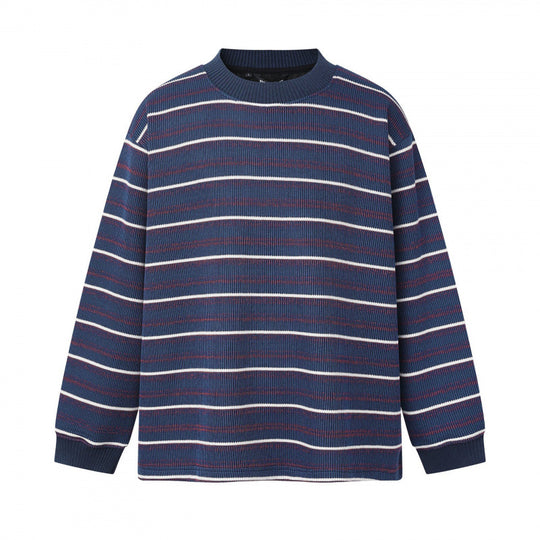 Unisex Feinstrickpullover im Boxy-Schnitt mit Rundhals und maritimen Streifen Nord Taschen