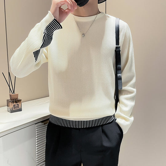 Herren Feinstrick-Pullover mit dezenter Rippenstruktur und kontrastiertem Saum Nord Taschen