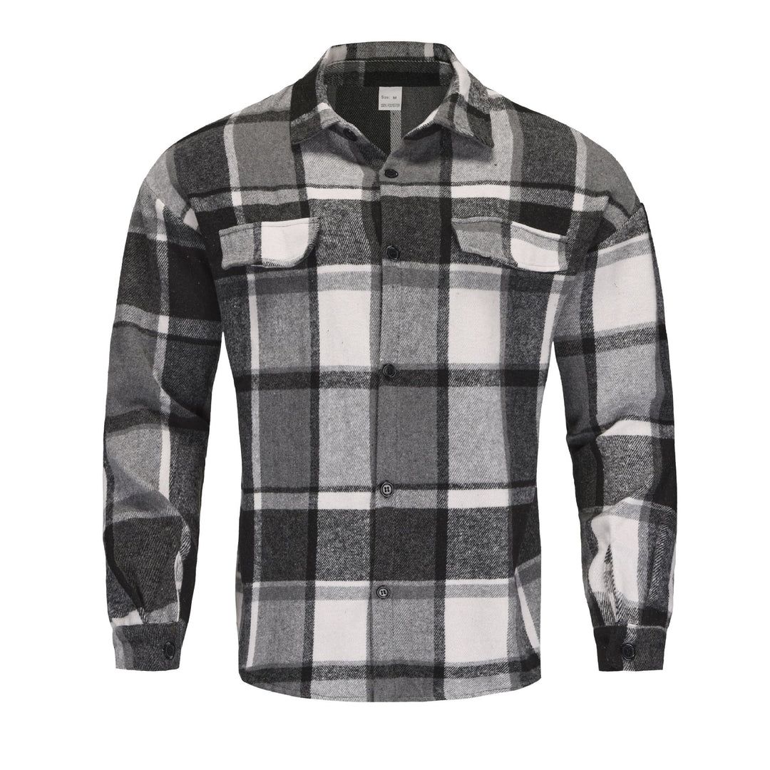 Herren Karierte Flanell-Hemdjacke mit Brusttaschen und Knopfleiste Nord Taschen