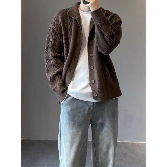 Herren Grobstrickjacke mit Kabelmuster Nord Taschen