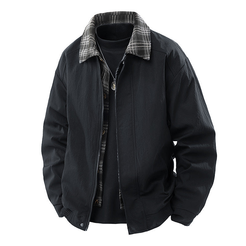 Herren Lässige Layering-Übergangsjacke mit karierter Innenlage und Reißverschluss Nord Taschen