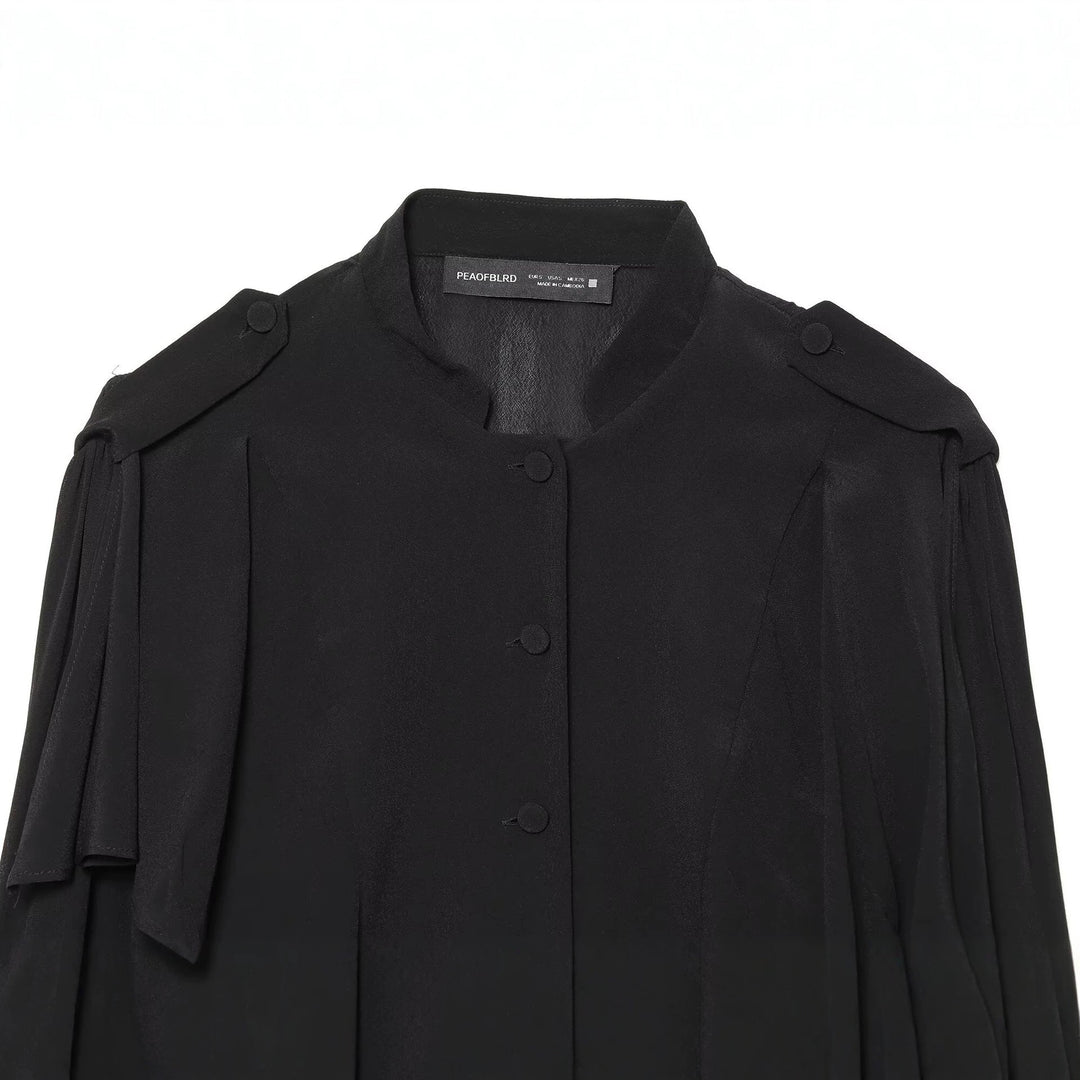 Damen Kurzjacke mit Lagenvolants, Stehkragen und verdeckter Knopfleiste Nord Taschen