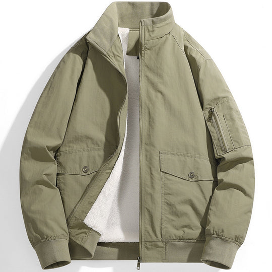 Herren Utility-Fliegerjacke mit Teddyfutter, Stehkragen und Ärmel-Tasche Nord Taschen