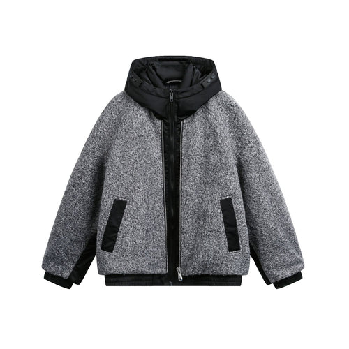 Damen Oversize Wollmix Bomberjacke mit gesteppter Kapuze Nord Taschen