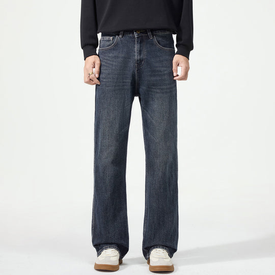 Herren Weitgeschnittene Denimjeans mit mittlerer Leibhöhe und Used-Optik Nord Taschen