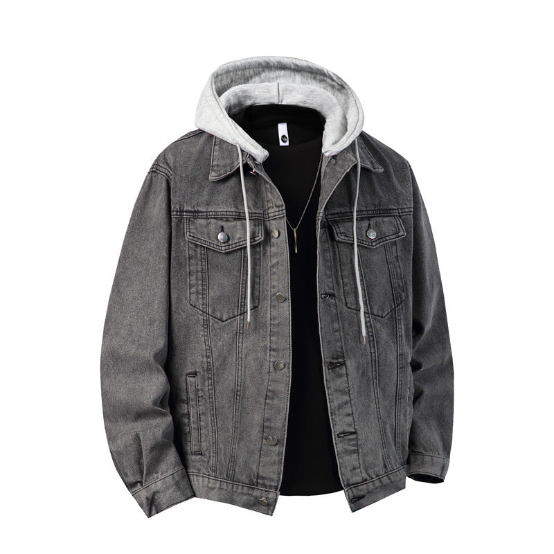 Herren Jeansjacke mit angenähter Kapuze Lagenlook robuste Baumwollmischung Nord Taschen