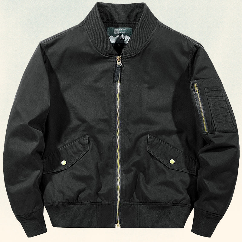 Herren Robuste Canvas-Bomberjacke im Pilotenstil mit Ärmeltasche und geripptem Saum Nord Taschen