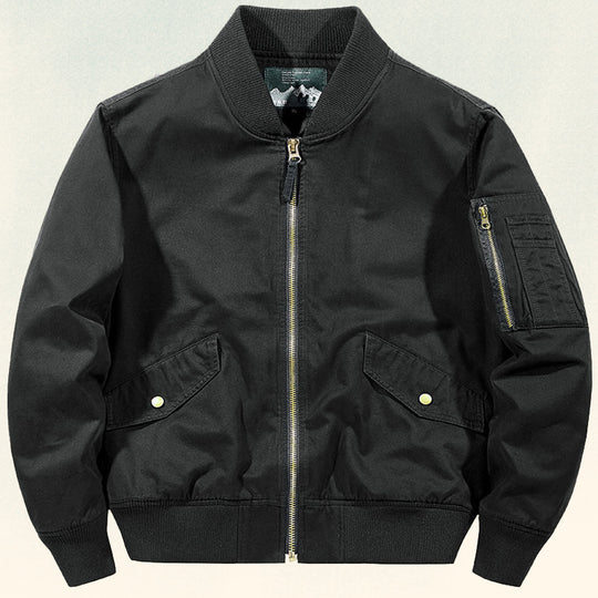 Herren Robuste Canvas-Bomberjacke im Pilotenstil mit Ärmeltasche und geripptem Saum Nord Taschen