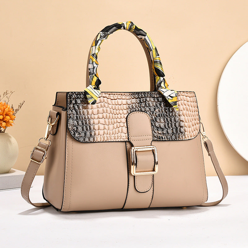 Damen modische Handtasche mit strukturiertem Obermaterial und Schal Nord Taschen