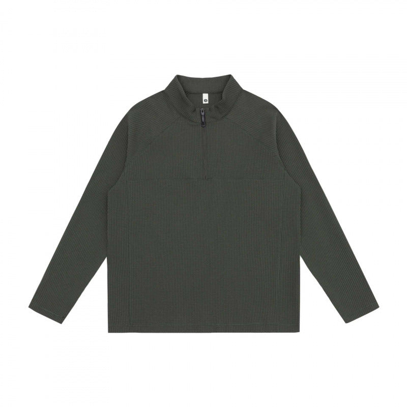 Unisex Grobstruktur-Halbzip-Pullover mit Stehkragen und Boxy-Schnitt Nord Taschen