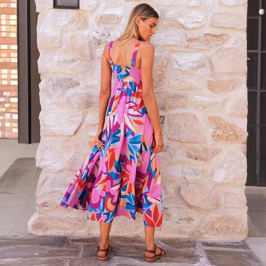 Damen Maxikleid im lNord Taschenhaften floralen Design mit spielerischem Schnitt Nord Taschen