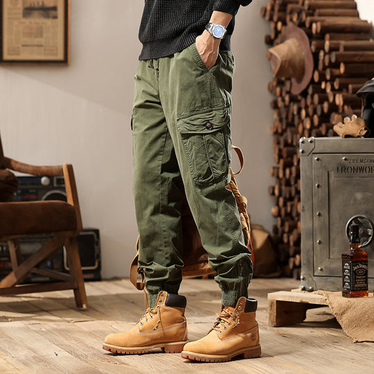 Herren Tapered-Cargo-Jogger aus Baumwoll-Twill mit elastischem Tunnelzugbund, Klapp-Utility‑Taschen und Knöchelreißverschlüssen Nord Taschen