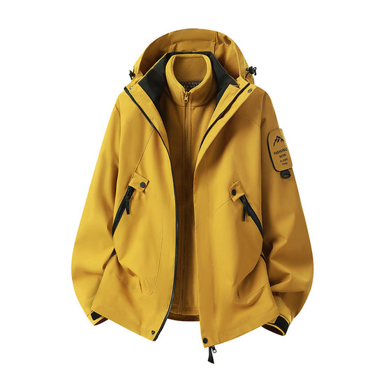 Herren Zwei-in-eins Wetterschutzjacke mit abnehmbarer Steppweste und verstellbarer Kapuze Nord Taschen