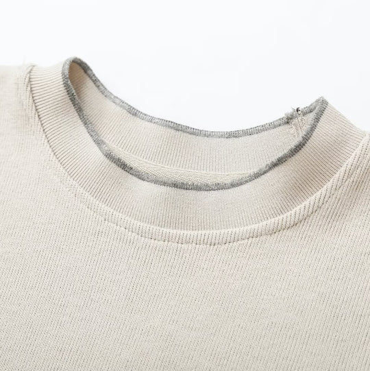 Damen Boxy-Rippstrick-Pullover mit Rundhalsausschnitt Nord Taschen