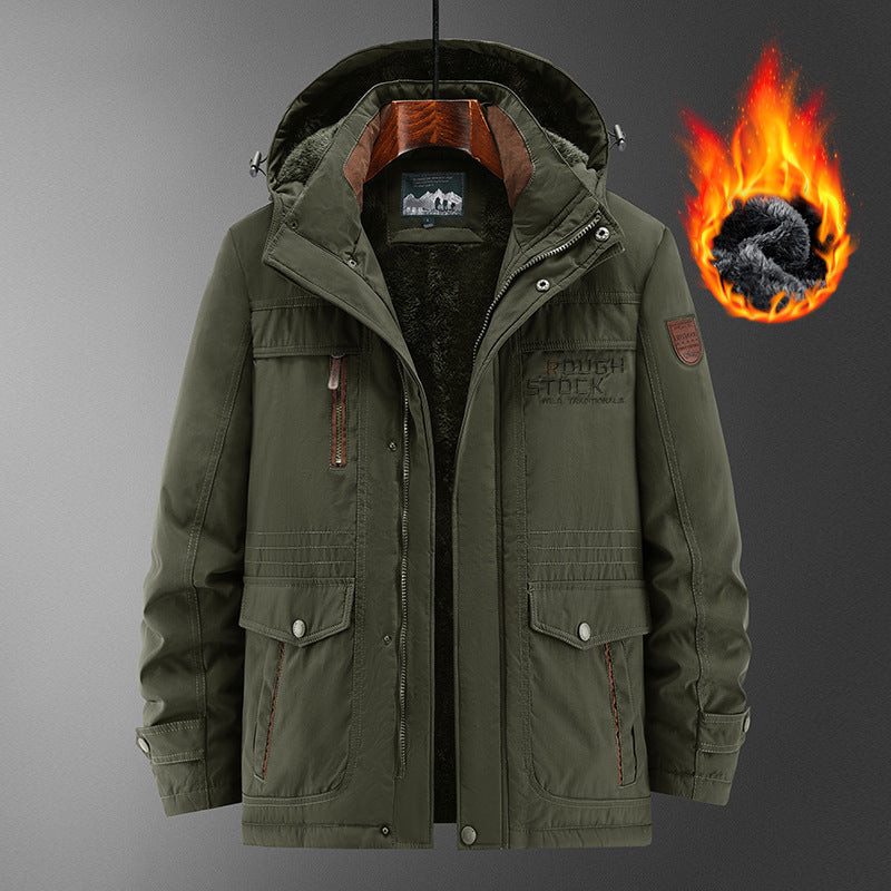 Herren Robuster gefütterter Field-Parka mit Teddyfutter, Kapuze und Multifunktions‑Taschen Nord Taschen