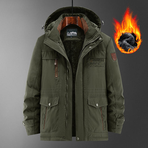 Herren Robuster gefütterter Field-Parka mit Teddyfutter, Kapuze und Multifunktions‑Taschen Nord Taschen