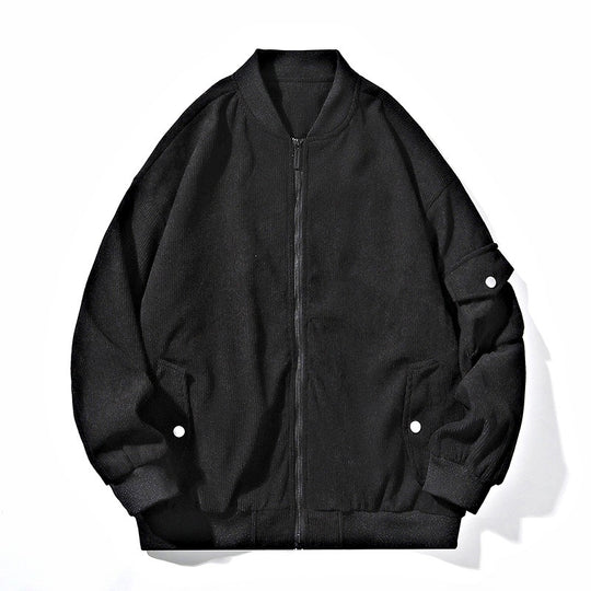 Herren Bomberjacke im Cordstruktur-Look mit Utility-Ärmeltasche, verdecktem Reißverschluss & gerippten Bündchen Nord Taschen
