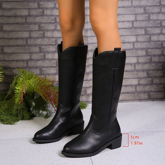 Damen Kniehohe Western‑Stiefel mit mittlerem Blockabsatz und seitlichem Reißverschluss Nord Taschen