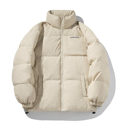 Unisex Kastig geschnittene gesteppte Daunenoptik-Jacke mit hohem Stehkragen und Kordelzugsaum Nord Taschen
