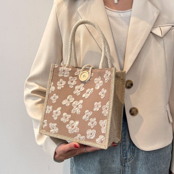 Damen Einkaufstasche mit floralem Muster und praktischem Knopfverschluss Nord Taschen
