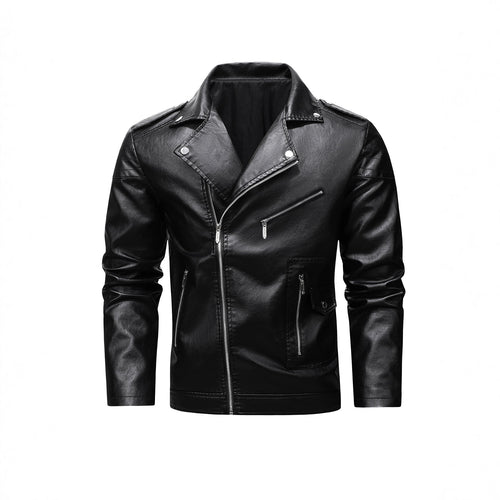 Herren Bikerjacke aus Kunstleder mit asymmetrischem Reißverschluss und gesteppter Schulterpartie Nord Taschen