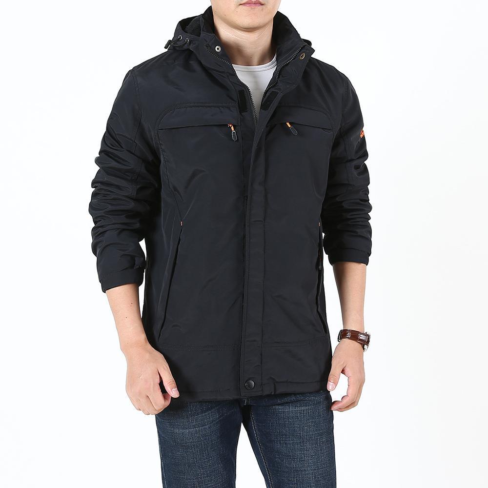 Herren Leichter Softshell-Parka mit Fleecegefütterter Kapuze und Multifunktions‑Taschen Nord Taschen