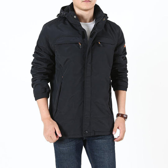 Herren Leichter Softshell-Parka mit Fleecegefütterter Kapuze und Multifunktions‑Taschen Nord Taschen