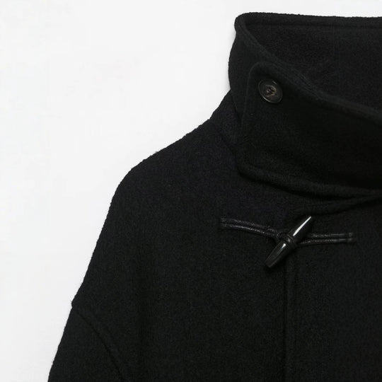 Damen Boxy-Capejacke in Wolloptik mit hoher Kragenblende und Knebelverschlüssen Nord Taschen