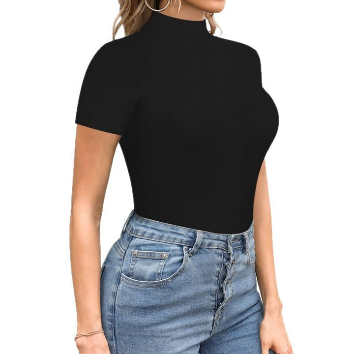 Damen Body mit kurzem Ärmel und hohem Kragen