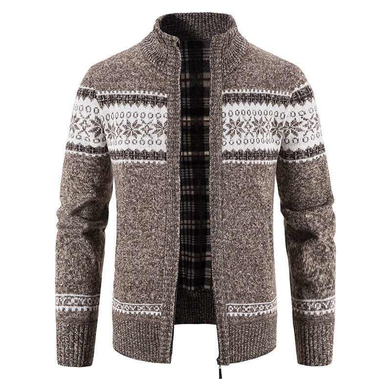Herren Norweger-Strickzipjacke mit Stehkragen, wärmendem Fleecefutter und Reißverschluss Nord Taschen