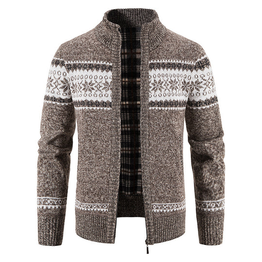 Herren Norweger-Strickzipjacke mit Stehkragen, wärmendem Fleecefutter und Reißverschluss Nord Taschen