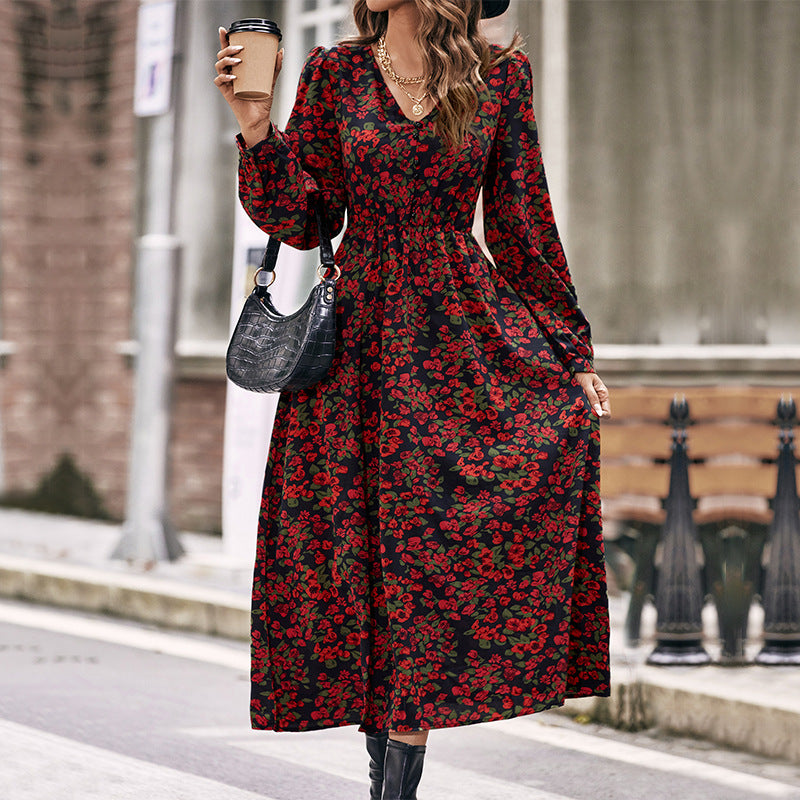 Damen Florales Maxi Kleid Nord Taschen