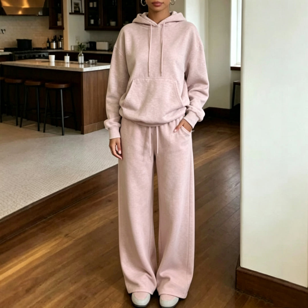 Damen Oversize-Kapuzenpullover und weite Jogginghose-Set aus Bio-Fleece Nord Taschen
