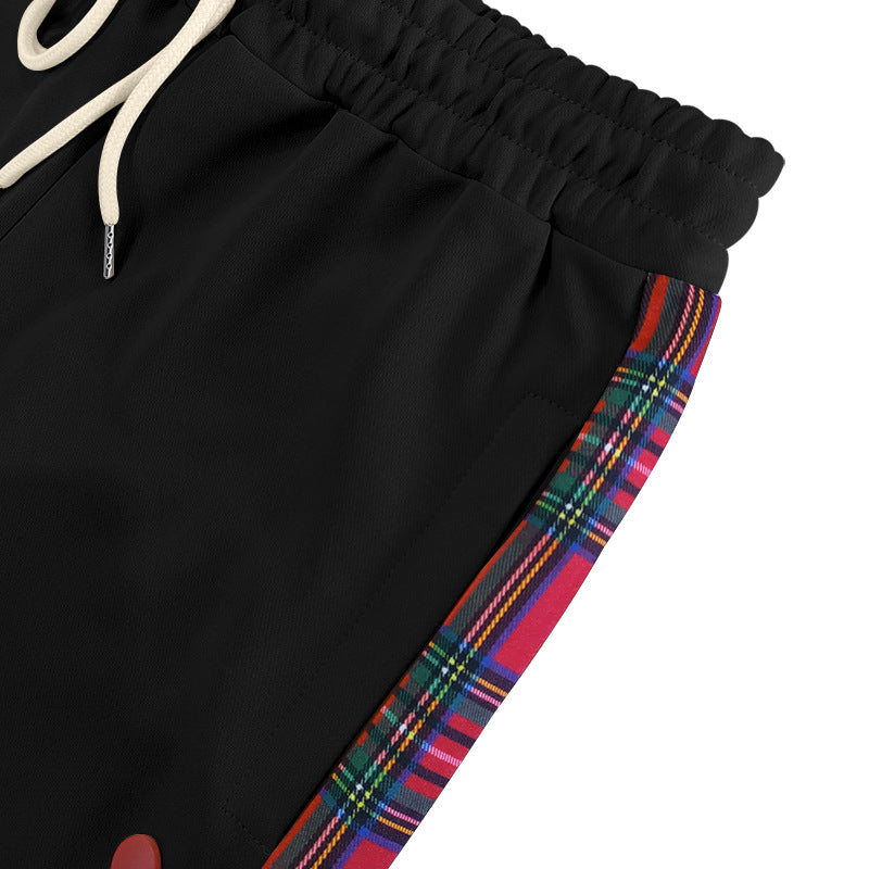Herren lockere Jogginghose mit seitlichem Karostreifen und Druckknopfleiste Nord Taschen