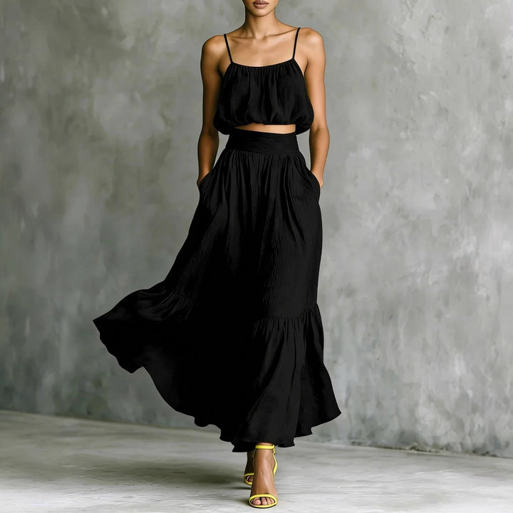 Damen Sommerliches Zweiteiler-Kleid mit fließendem Schnitt und praktischen Taschen