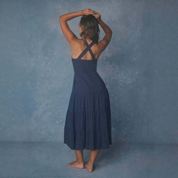 Damen Maxikleid mit nostalgischem Knopfverschluss und verstellbaren Trägern Nord Taschen