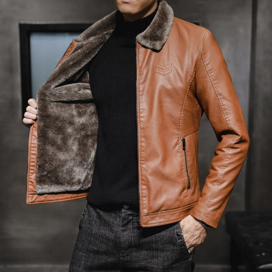 Herren modische und warme Lederjacke Nord Taschen