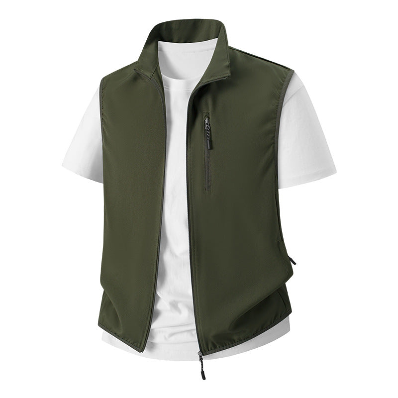 Herren Leichte Softshell-Utility-Weste mit Stehkragen, wasserabweisender Außenlage und Reißverschlusstaschen Nord Taschen