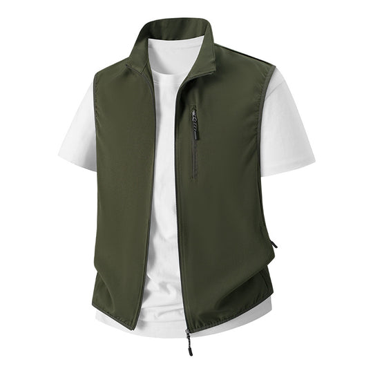Herren Leichte Softshell-Utility-Weste mit Stehkragen, wasserabweisender Außenlage und Reißverschlusstaschen Nord Taschen