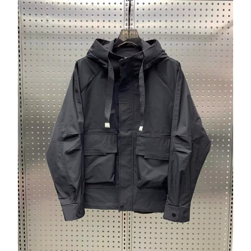 Herren Leichte Utility-Jacke mit Kapuze, mehreren Pattentaschen und verdecktem Reißverschluss Nord Taschen
