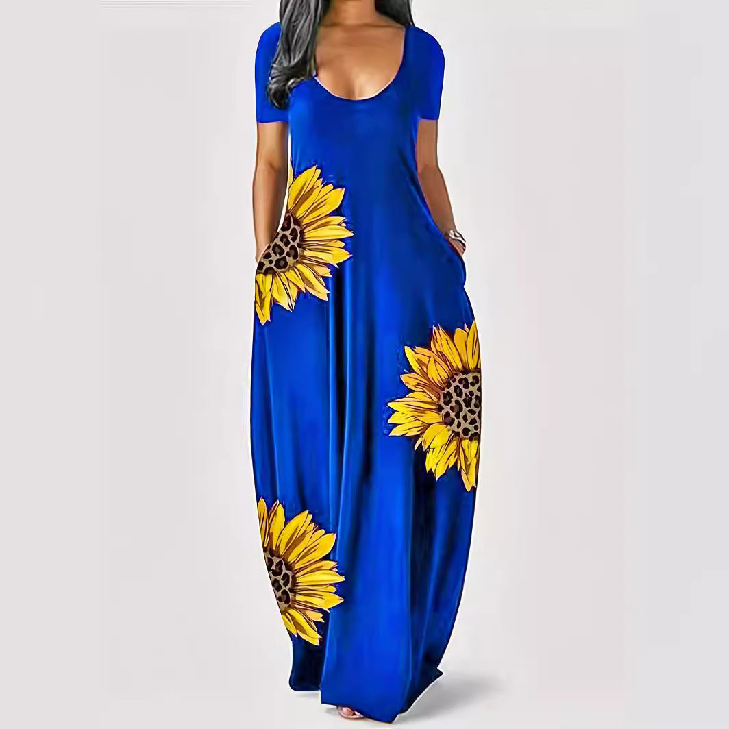Damen Maxikleid mit floralen Akzenten und praktischen Taschen