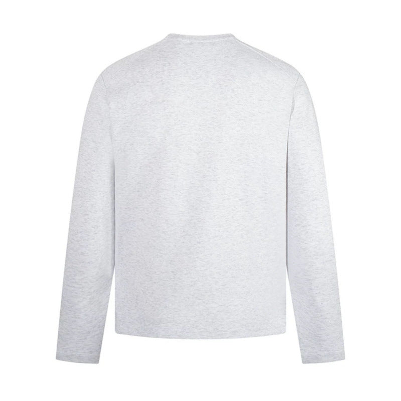 Herren Langarmshirt mit Rundhalsausschnitt aus meliertem Baumwollmix Nord Taschen