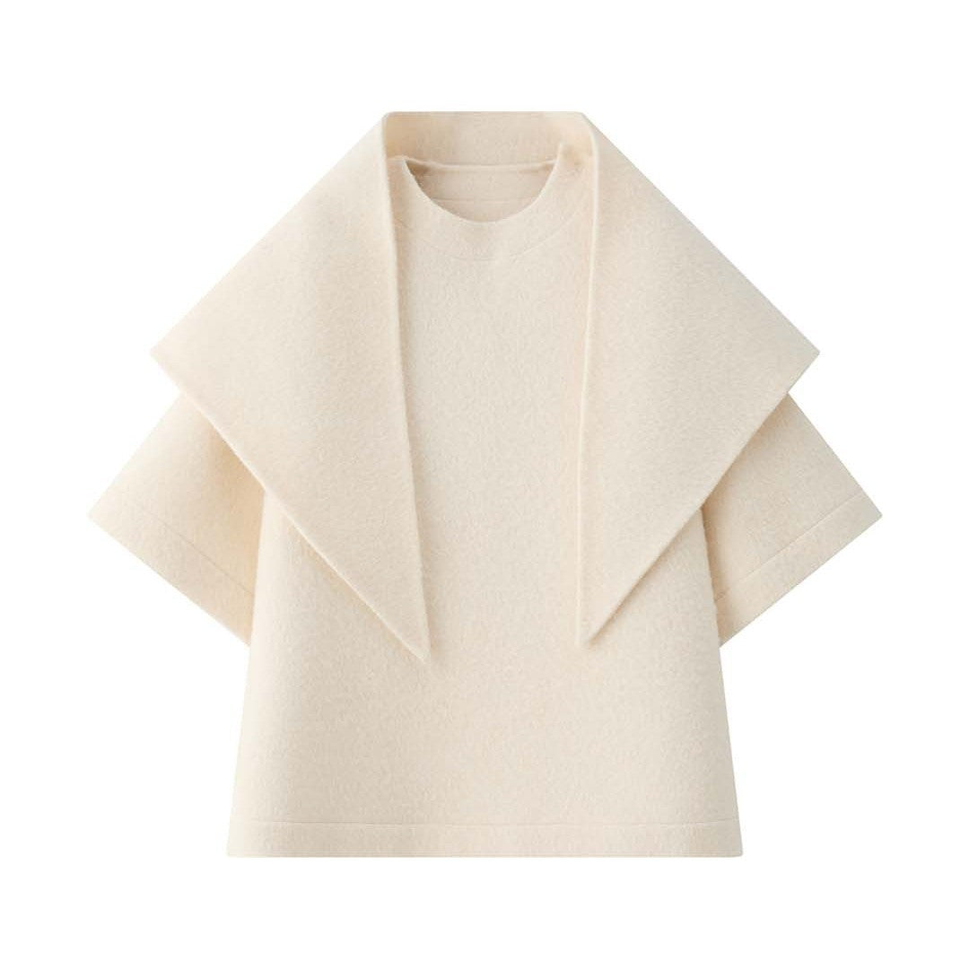 Damen Voluminöser Kapuzenmantel aus Bouclé-Wollmix mit drapiertem Vorderteil Nord Taschen